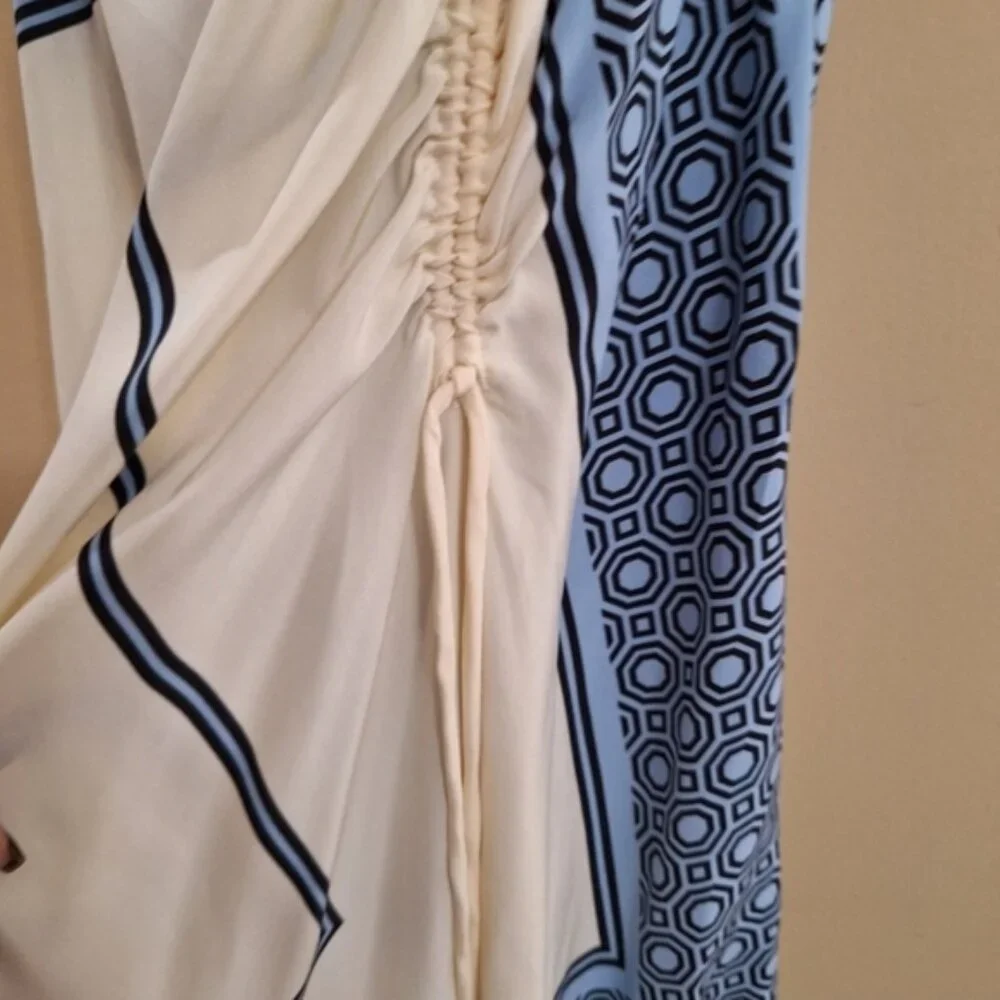 Tory Burch Womens White green One Shoulder Sloane Silk Dress NWT Sz 2 - Picture 7 of 12